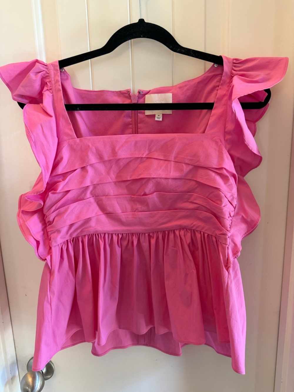 Cinq a Sept square neckline peplum top